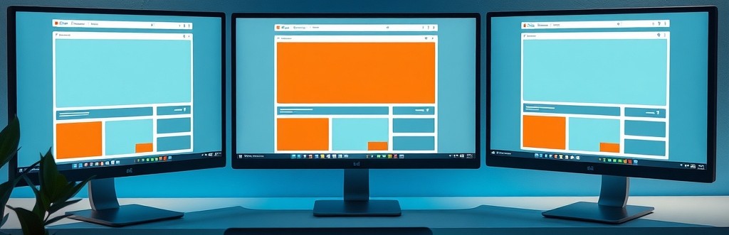 Sites web et applications — bureau moderne avec plusieurs écrans